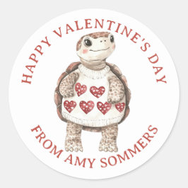 Happy Valentine's Day Kind Waterverf Dier Ronde Sticker