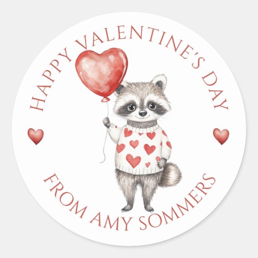 Happy Valentine's Day Kind Waterverf Wasbeer Ronde Sticker (Voorkant)