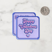 Happy Valentine's Day Kinderen Paarse 3D School Notitiekaartje (Voorkant / Achterkant in situ)