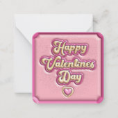 Happy Valentine's Day Kinderen Roze 3D School Notitiekaartje (Voorkant)