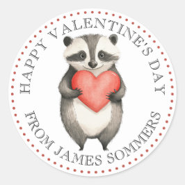 Happy Valentine's Day Kind's Animal Heart Ronde Sticker