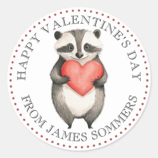 Happy Valentine's Day Kind's Animal Heart Ronde Sticker (Voorkant)