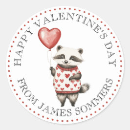 Happy Valentine's Day Kind's Animal Heart Ronde Sticker