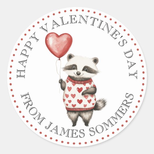 Happy Valentine's Day Kind's Animal Heart Ronde Sticker (Voorkant)