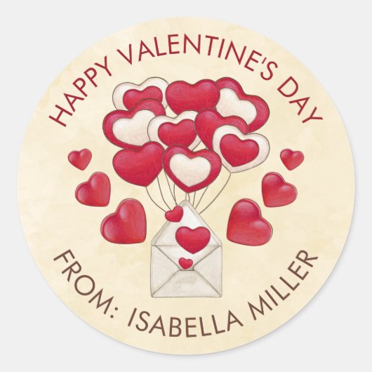 Happy Valentine's Day Klasgenoten Collega's Vriend Ronde Sticker (Voorkant)