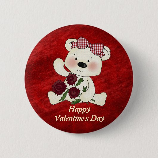 Happy Valentine's Day-knop Ronde Button 5,7 Cm (Voorkant)