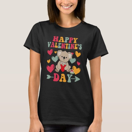 Happy Valentines Day Koala Heart Love Groovy T-shirt (Voorkant)
