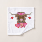 Happy Valentines Day Koe Bad Handdoek (Wasdoekje)