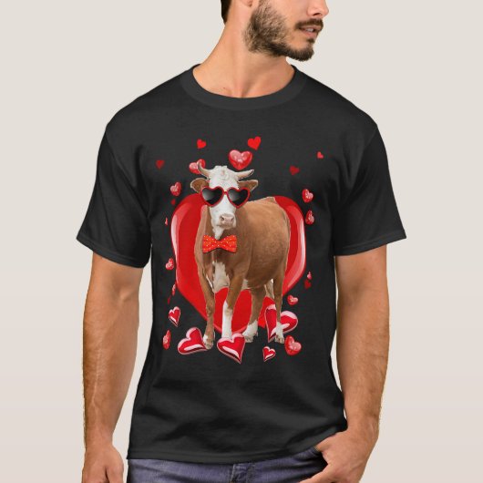 Happy Valentines Day Koe Koe Boerderij V Dag T-shirt (Voorkant)