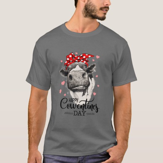 Happy Valentines Day Koe Shirt, Funny Dierenvriend T-shirt (Voorkant)