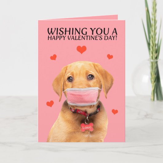 Happy Valentine's Day Labrador in Face Mask Humor Feestdagen Kaart (Voorkant)