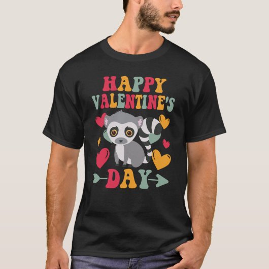 Happy Valentines Day Lemur Heart Love Groovy T-shirt (Voorkant)
