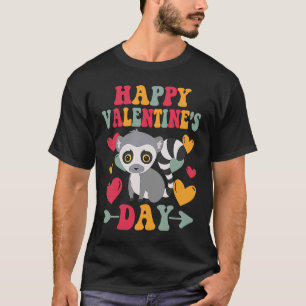 Happy Valentines Day Lemur Heart Love Groovy T-shirt