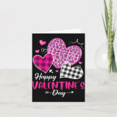 Happy Valentine's Day Leopard And Plaid Hearts Gir Kaart (Voorkant)