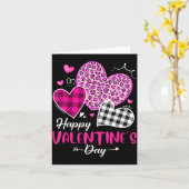 Happy Valentine's Day Leopard And Plaid Hearts Gir Kaart (Gele Bloem)