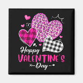 Happy Valentine's Day Leopard And Plaid Hearts Gir Magneet (Voorkant)