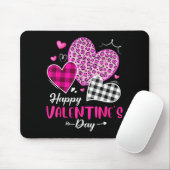 Happy Valentine's Day Leopard And Plaid Hearts Gir Muismat (Met muis)