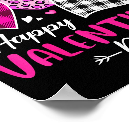 Happy Valentine's Day Leopard And Plaid Hearts Gir Poster (Hoek)