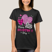 Happy Valentine's Day Leopard And Plaid Hearts Gir T-shirt (Voorkant)
