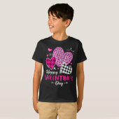 Happy Valentine's Day Leopard And Plaid Hearts Gir T-shirt (Voorkant volledig)