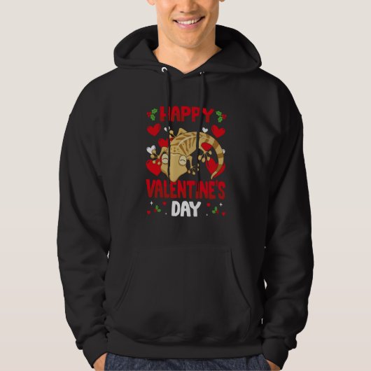 Happy Valentines Day Leopard Gecko Heart Love Anim Hoodie (Voorkant)