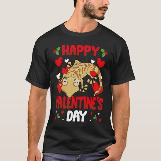 Happy Valentines Day Leopard Gecko Heart Love Anim T-shirt (Voorkant)