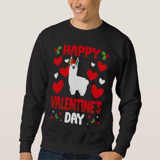 Happy Valentines Day Llama Heart Love Animal Trui (Voorkant)