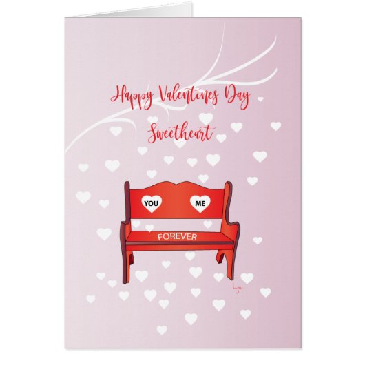 Happy Valentines Day Love Bench met hart (Voorkant)