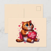 Happy Valentines Day Love Cat Briefkaart (Voorkant / Achterkant)