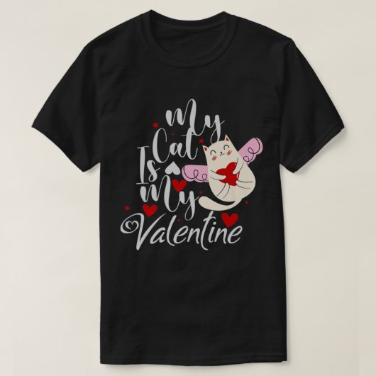 Happy Valentines Day Love Cute Heart Mijn kat is m T-shirt (Design voorkant)