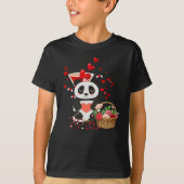 Happy Valentines Day Love Cute Panda Basket T-shirt (Voorkant)