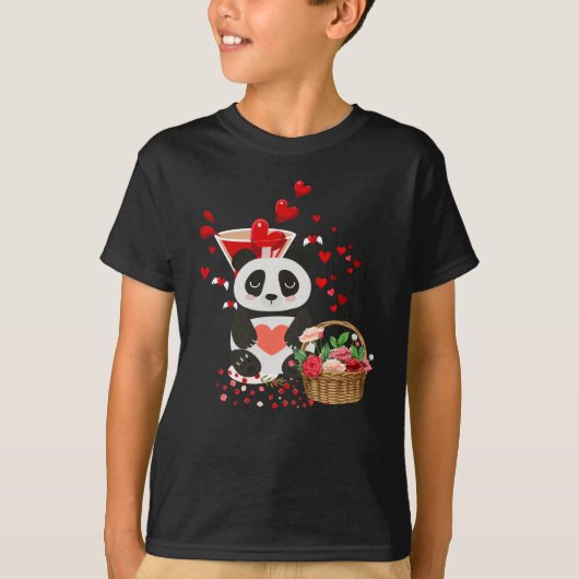 Happy Valentines Day Love Cute Panda Basket T-shirt (Voorkant)