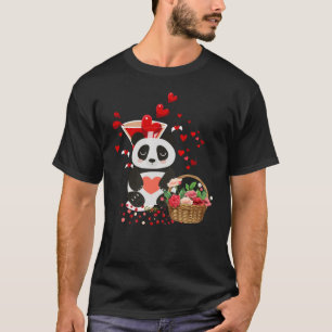 Happy Valentines Day Love Cute Panda Basket T-shirt