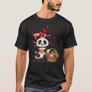 Happy Valentines Day Love Cute Panda Basket T-shirt