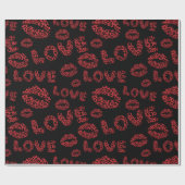 Happy Valentine's Day Love Elegant Red &Black Cadeaupapier (Vlak)