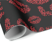 Happy Valentine's Day Love Elegant Red &Black Cadeaupapier (Rol Hoek)