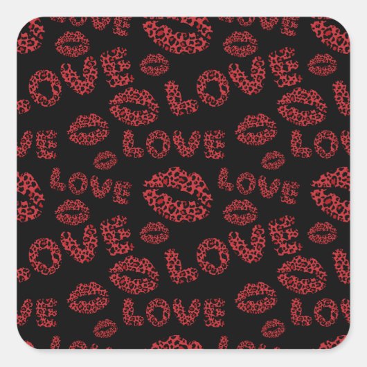 Happy Valentine's Day Love Elegant Red &Black Vierkante Sticker (Voorkant)