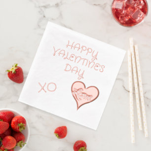 Happy Valentine's Day Love Heart Folie Servetten