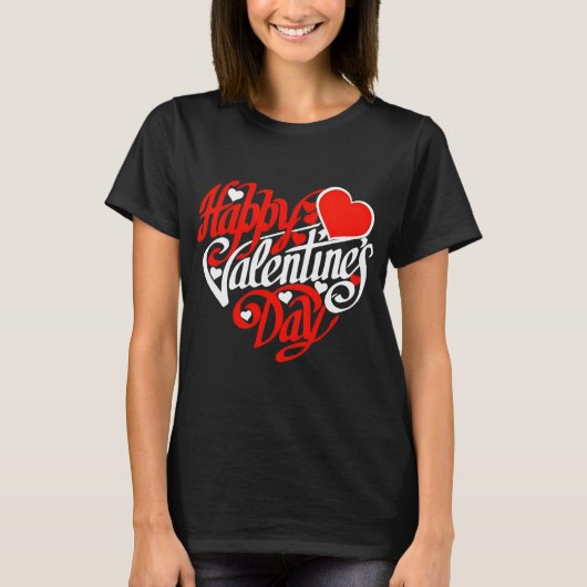 Happy Valentine's Day Love Heart T-shirt (Voorkant)
