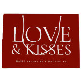 Happy Valentine's Day Love & Kisses Deep Red Groot Cadeauzakje (Voorkant)