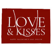 Happy Valentine's Day Love & Kisses Deep Red Groot Cadeauzakje (Achterkant)
