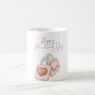 Happy Valentines Day Love Lock Heart Romantisch Ro Koffiemok