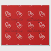 Happy Valentines Day Love Pattern Cadeaupapier (Vlak)