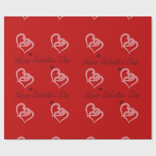 Happy Valentines Day Love Pattern Cadeaupapier (Vlak)