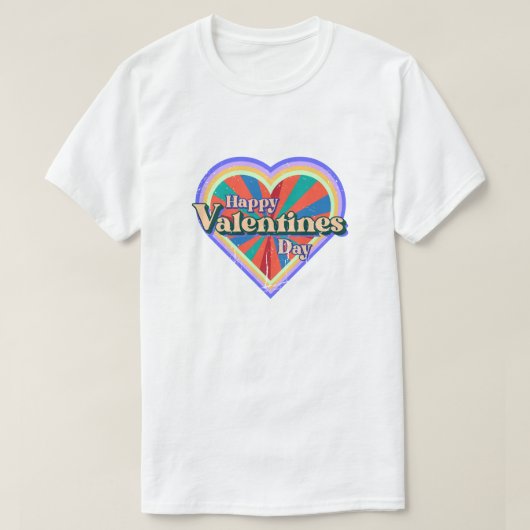 Happy Valentine's Day Love Retro T-shirt (Design voorkant)