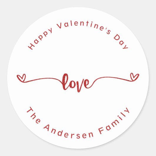 Happy Valentine's Day Love Script Holiday Ronde Sticker (Voorkant)