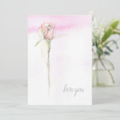 Happy Valentine's Day Love You Pink Stem Rose Feestdagenkaart (Staand voorkant)