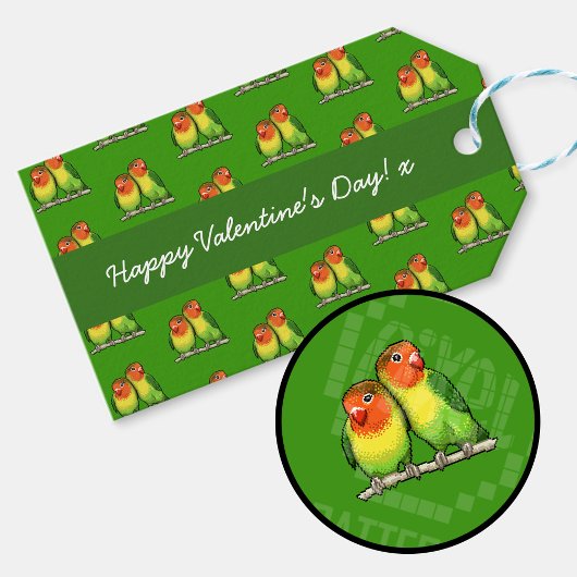 Happy Valentine's Day Lovebirds Pixel Art Patroon Cadeaulabel