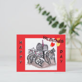 Happy Valentines Day Mail Cartoon Postcard Feestdagenkaart (Staand voorkant)