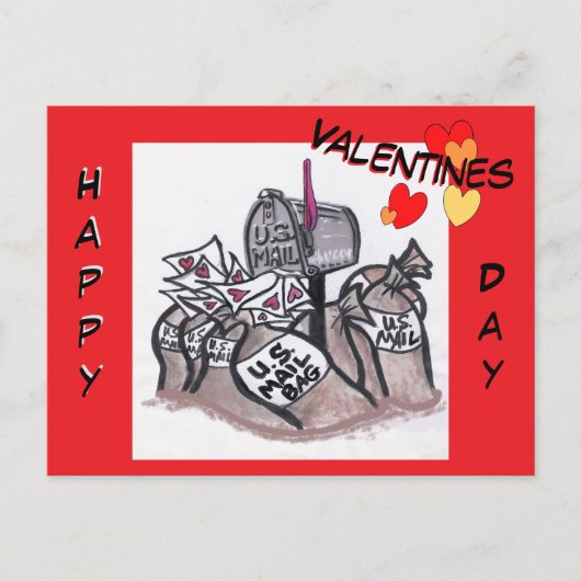 Happy Valentines Day Mail Cartoon Postcard Feestdagenkaart (Voorkant)